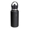 Hydro Flask Wide Mouth 946ml isolerad vattenflaska i rostfritt stål med lock med sugrör Vit