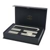 Parker IM Essentials-set med rollerball- och kulspetspenna – silver Svart
