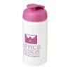 Baseline® Plus grip 500 ml sportflaska med uppfällbart lock Vit-Rosa | Inget reklamtryck | Inte tillgängligt | Inte tillgängligt