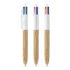 BIC® 4 Colours Wood Style vit-beige | 1-färgat Skärmtryck | Pennkropp-Höger klips | 30.00 mm x 43.00 mm