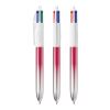 BIC® 4 Colours® Bicolor + Lanyard rosaröd | 1-färgat Skärmtryck | Pennkropp-höger klips | 30.00 mm x 43.00 mm