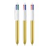 BIC® 4 Colours Shine kulpenna vit-guld | 1-färgat Skärmtryck | Pennkropp-klips centrerad | 30.00 mm x 43.00 mm