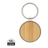 Rund nyckelring i RCS återvunnen zinklegering med bambu silver-brun | Inget reklamtryck | Inte tillgängligt | Inte tillgängligt