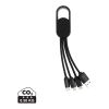 4-i-1 kabel med karbinclip svart | Inget reklamtryck | Inte tillgängligt | Inte tillgängligt