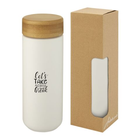 Lumi 300 ml keramisk termos med lock i bambu Standard | Vit | Inget reklamtryck | Inte tillgängligt | Inte tillgängligt
