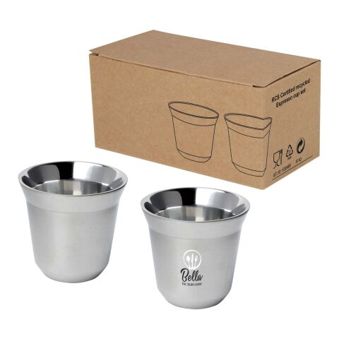 Duo uppsättning RCS-certifierade espressokoppar i rostfritt stål, 80 ml Standard | Silver | Inget reklamtryck | Inte tillgängligt | Inte tillgängligt