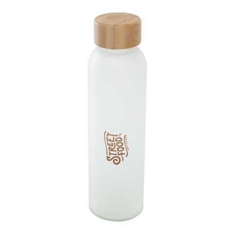 Lume 500 ml matt glasflaska av silikatglas med bambulock Standard | Vit | Inget reklamtryck | Inte tillgängligt | Inte tillgängligt