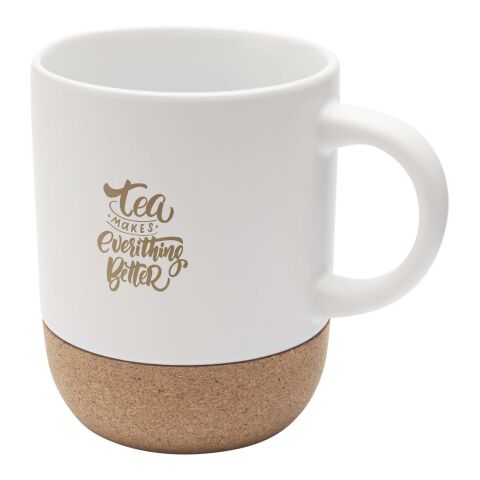 Billie 300 ml keramikmugg med korkdetaljer och matt finish Standard | vit | Inget reklamtryck | Inte tillgängligt | Inte tillgängligt