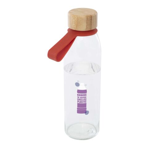 Porto 500 ml vattenflaska av glas med silikonhandtag och bambulock  Brick