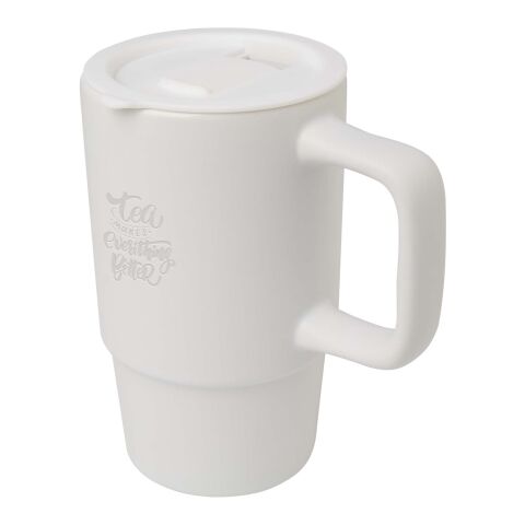 Carter 450 ml keramisk mugg med plastlock Standard | vit | Inget reklamtryck | Inte tillgängligt | Inte tillgängligt