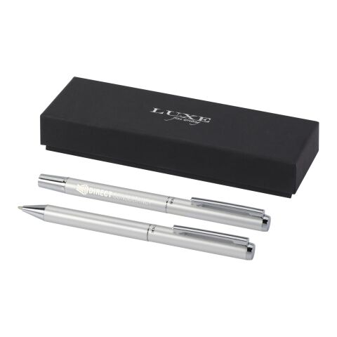 Lucetto presentförpackning med kulspetspenna och rollerballpenna i återvunnen aluminium Standard | silver | Inget reklamtryck | Inte tillgängligt | Inte tillgängligt