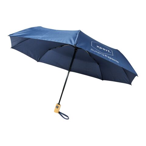 Bo 21&quot; hopfällbart automatiskt paraply i återvunnen PET Standard | marinblå | Inget reklamtryck | Inte tillgängligt | Inte tillgängligt | Inte tillgängligt