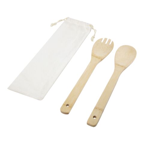 Endiv salladssked och -gaffel av bambu Standard | beige | Inget reklamtryck | Inte tillgängligt | Inte tillgängligt