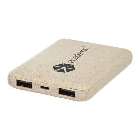 Asama 5000 mAh trådlös powerbank i halm Standard | Beige | Inget reklamtryck | Inte tillgängligt | Inte tillgängligt