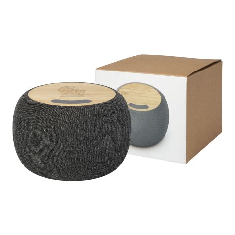 Ecofiber Bluetooth®-högtalare och trådlös laddningsplatta i bambu/RPET Standard | beige-grå | Inget reklamtryck | Inte tillgängligt | Inte tillgängligt