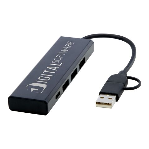 Rise USB 2.0-hubb av RCS-återvunnen aluminium Standard | Svart | Inget reklamtryck | Inte tillgängligt | Inte tillgängligt