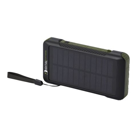 Soldy 10 000 mAh powerbank med soldynamo av RCS-återvunnen plast Standard | Militärgrön | Inget reklamtryck | Inte tillgängligt | Inte tillgängligt