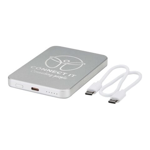 Avis 5000 mAh magnetisk powerbank i RCS-återvunnet aluminium  Silver