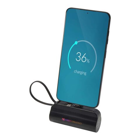Alnair 5 000 mAh 10 W Type-C powerbank av återvunnen plast med inbyggt flipstativ och 2-i-1-kabel