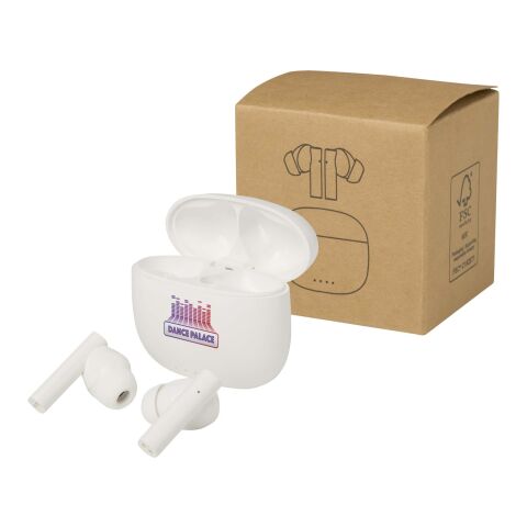 Alterf True Wireless Bluetooth®-öronsnäckor av återvunnen plast med öronproppar av silikon Standard | Vit | Inget reklamtryck | Inte tillgängligt | Inte tillgängligt