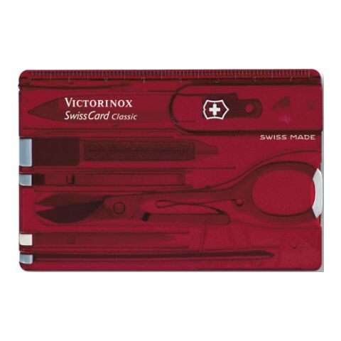 Victorinox® SwissCard klassiskt multiverktyg, nylon Röd | Inget reklamtryck | Inte tillgängligt | Inte tillgängligt
