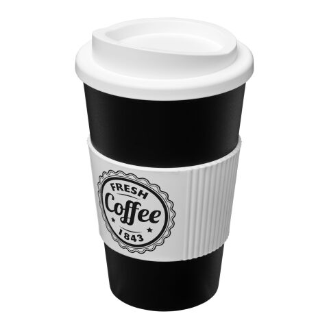 Americano® 350 ml termosmugg med handtag Svart-Vit | 1-färgat Skärmtryck | runt | 228 mm x 73 mm