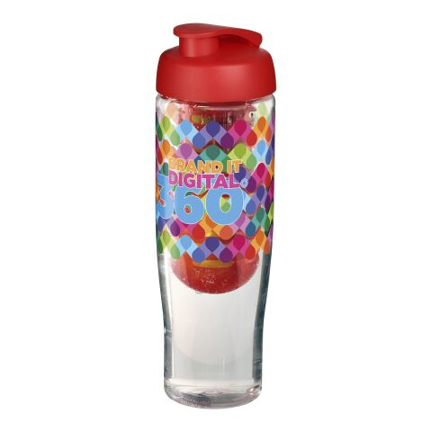 H2O Tempo® 700 ml sportflaska med uppfällbart lock och fruktkolv Transparent-Röd | Inget reklamtryck | Inte tillgängligt | Inte tillgängligt
