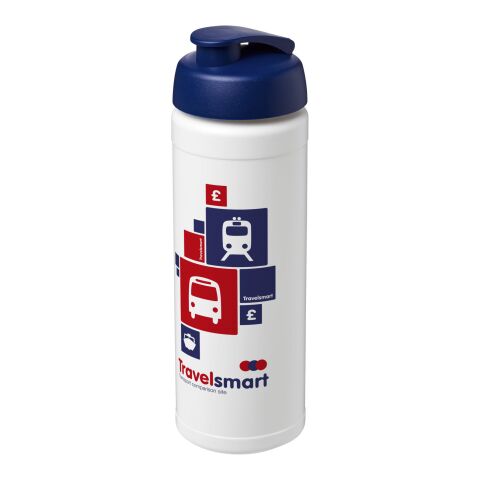 Baseline® Plus 750 ml sportflaska med uppfällbart lock Vit-Blå | Inget reklamtryck | Inte tillgängligt | Inte tillgängligt