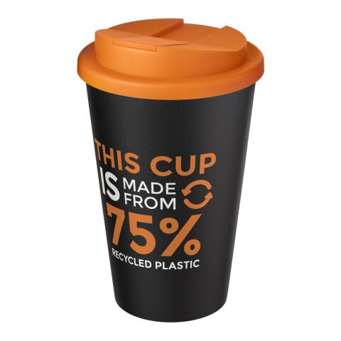 Americano® Eco 350 ml termosmugg av återvunnet material med spillsäkert lock orange-svart brons | Inget reklamtryck | Inte tillgängligt | Inte tillgängligt