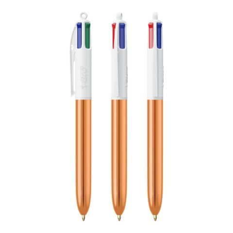 BIC® 4 Colours Shine kulpenna vit-rosa guld