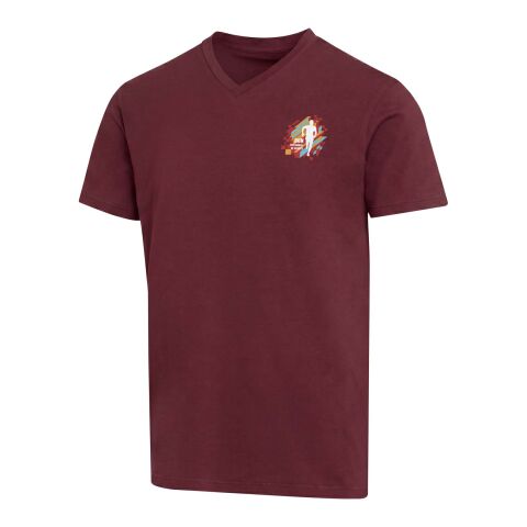 Balfour 200 g/m² kortärmad v-ringad unisex-T-shirt av ekologiskt OCS-material Djup vinröd | 3XS