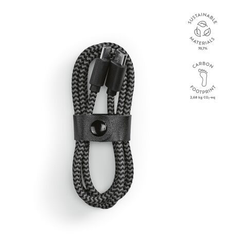 Koch kabel rPET 1m Svart | Inget reklamtryck