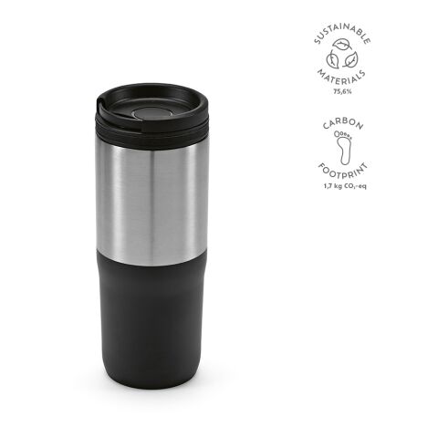 Oranje reisbeker gerecycled roestvrij staal 600 ml Svart | Inget reklamtryck