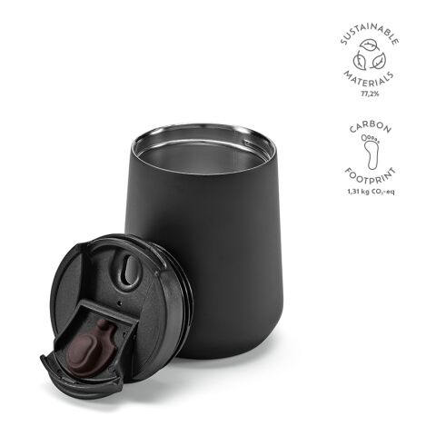 Eufraat reisbeker gerecycled roestvrij staal 430 ml Svart | Inget reklamtryck
