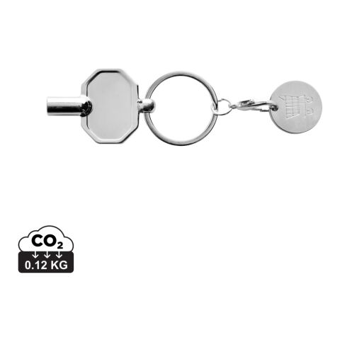 Nyckelring med kundvagnspolett i RCS återvunnen zinklegering silver | Inget reklamtryck | Inte tillgängligt | Inte tillgängligt