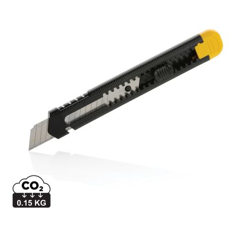 Påfyllningsbar snap-off-kniv RCS återvunnen plast gul | Inget reklamtryck | Inte tillgängligt | Inte tillgängligt