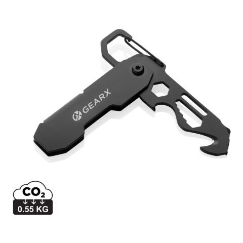 Gear X hopfällbart EDC-verktyg med karbinhake svart | Inget reklamtryck | Inte tillgängligt | Inte tillgängligt