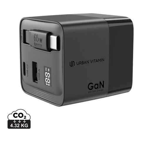 Urban Vitamin Mendocino 65W GaN-laddare med utdragbar kabel svart | Inget reklamtryck | Inte tillgängligt | Inte tillgängligt