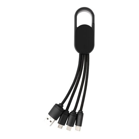 4-i-1 kabel med karbinclip svart | Inget reklamtryck | Inte tillgängligt | Inte tillgängligt