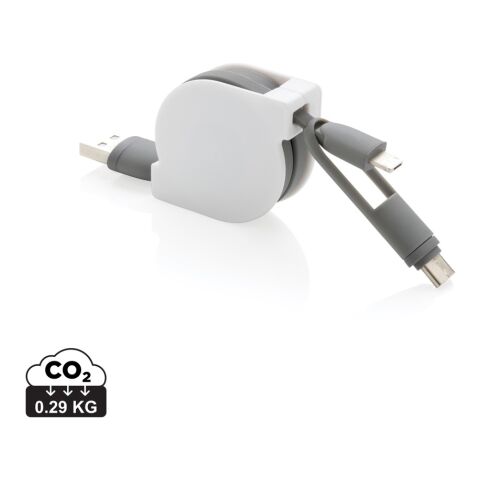 Utdragbar 3-i-1 kabel grå | Inget reklamtryck | Inte tillgängligt | Inte tillgängligt