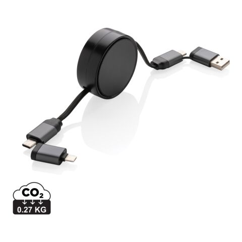 Terra utdragbar 6-i-1 kabel i RCS återvunnen aluminium grå | Inget reklamtryck | Inte tillgängligt | Inte tillgängligt