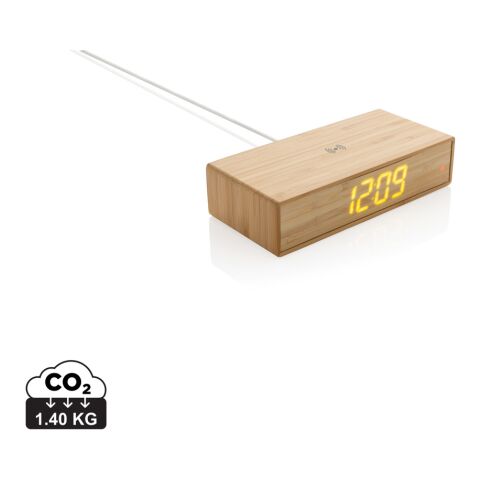 Bambu väckarklocka med 5W trådlös laddning brun | Inget reklamtryck | Inte tillgängligt | Inte tillgängligt