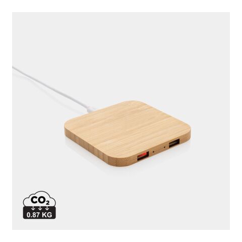 10W trådlös laddare med USB portar FSC® bambu brun | Inget reklamtryck | Inte tillgängligt | Inte tillgängligt