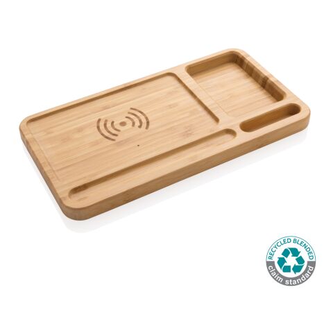 Skrivbordsorganisatör i FSC® bambu 10W trådlös laddare