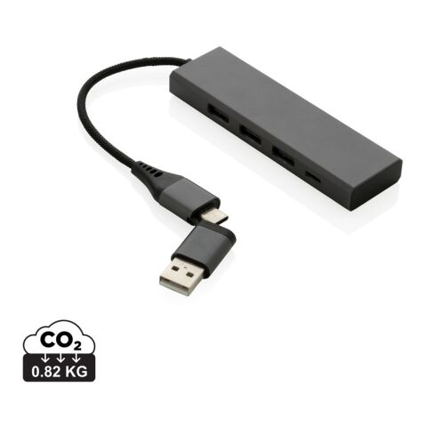 Terra hub med 3 USB portar i RCS återvunnen aluminium