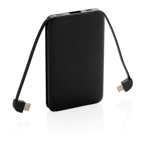 5.000 mAh powerbank i fickformat med integrerade kablar