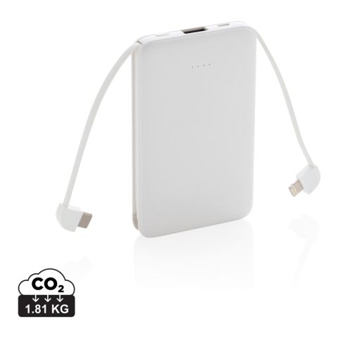 5.000 mAh powerbank i fickformat med integrerade kablar