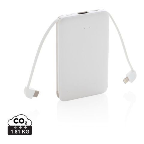 5.000 mAh powerbank i fickformat med integrerade kablar