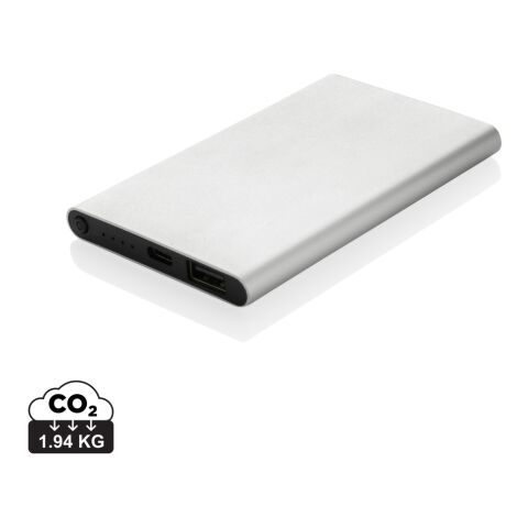 4.000mAh powerbank, type C, RCS återvunnen plast/aluminium silver | Inget reklamtryck | Inte tillgängligt | Inte tillgängligt