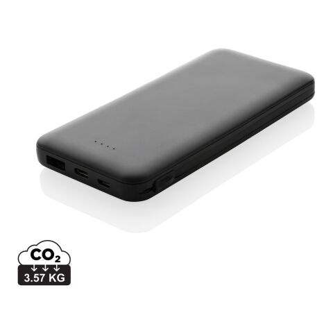 Lockhart 10.000mAh powerbank, integrerade kablar, RCS plast svart | Inget reklamtryck | Inte tillgängligt | Inte tillgängligt